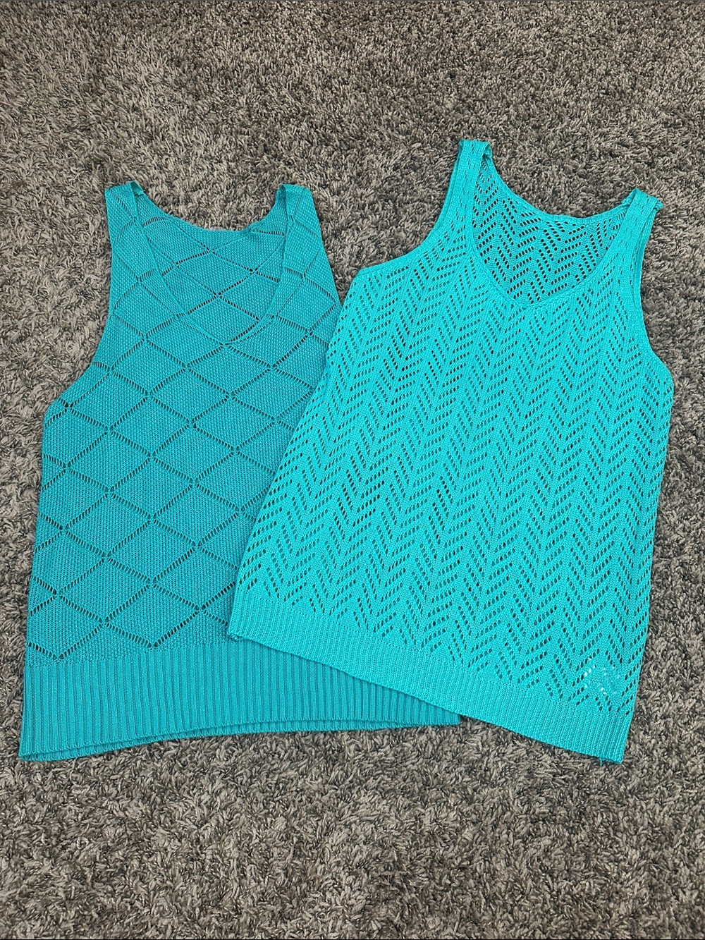 NWOT- SHEIN Teal Open-Knit Tank Tops - Set of 2